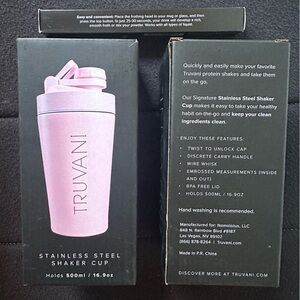 Truvani Stainless Steel Shaker Cup and Protein Powder Set